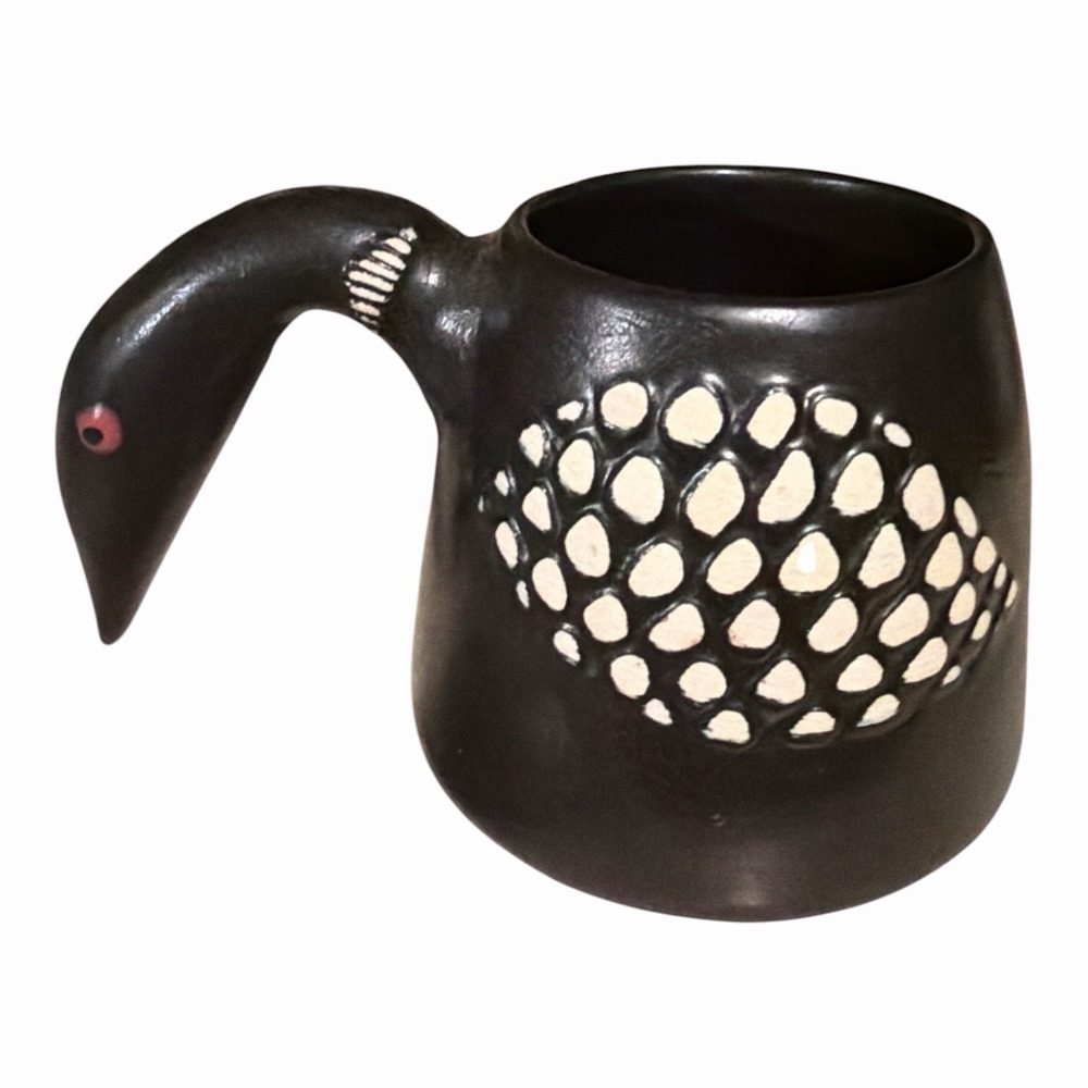 Vintage 1996 Stephen Schiffer Loon Bird Mug Signed Studio Art Pottery